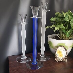 Orrefors‎ Anne Nilsson KostaBoda CELESTE Blue Candle Holder Candlestick